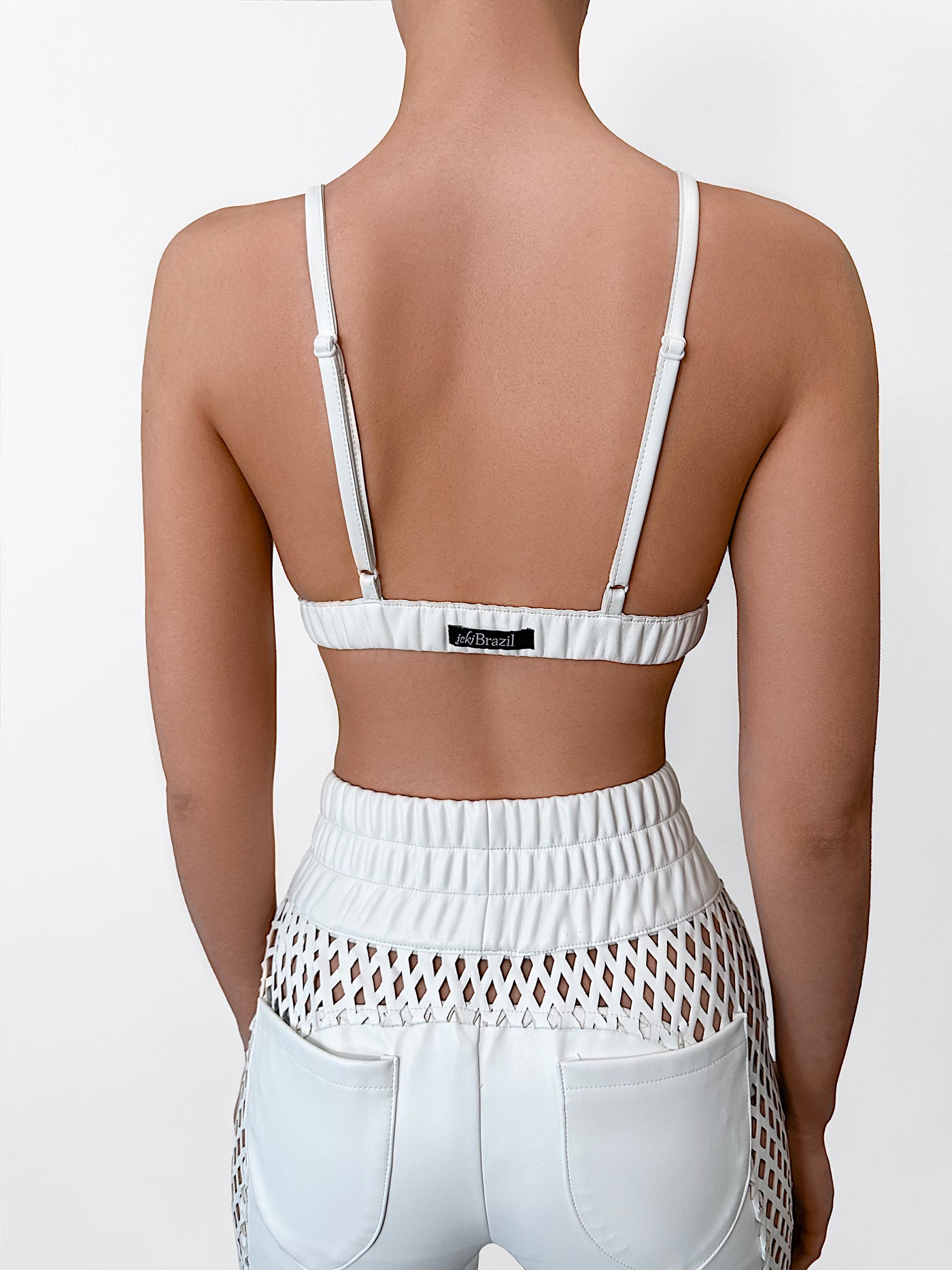 Cut Out Vegan Leather Riding Pants Bralet Set