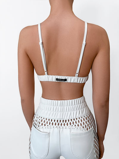 Cut Out Vegan Leather Riding Pants Bralet Set