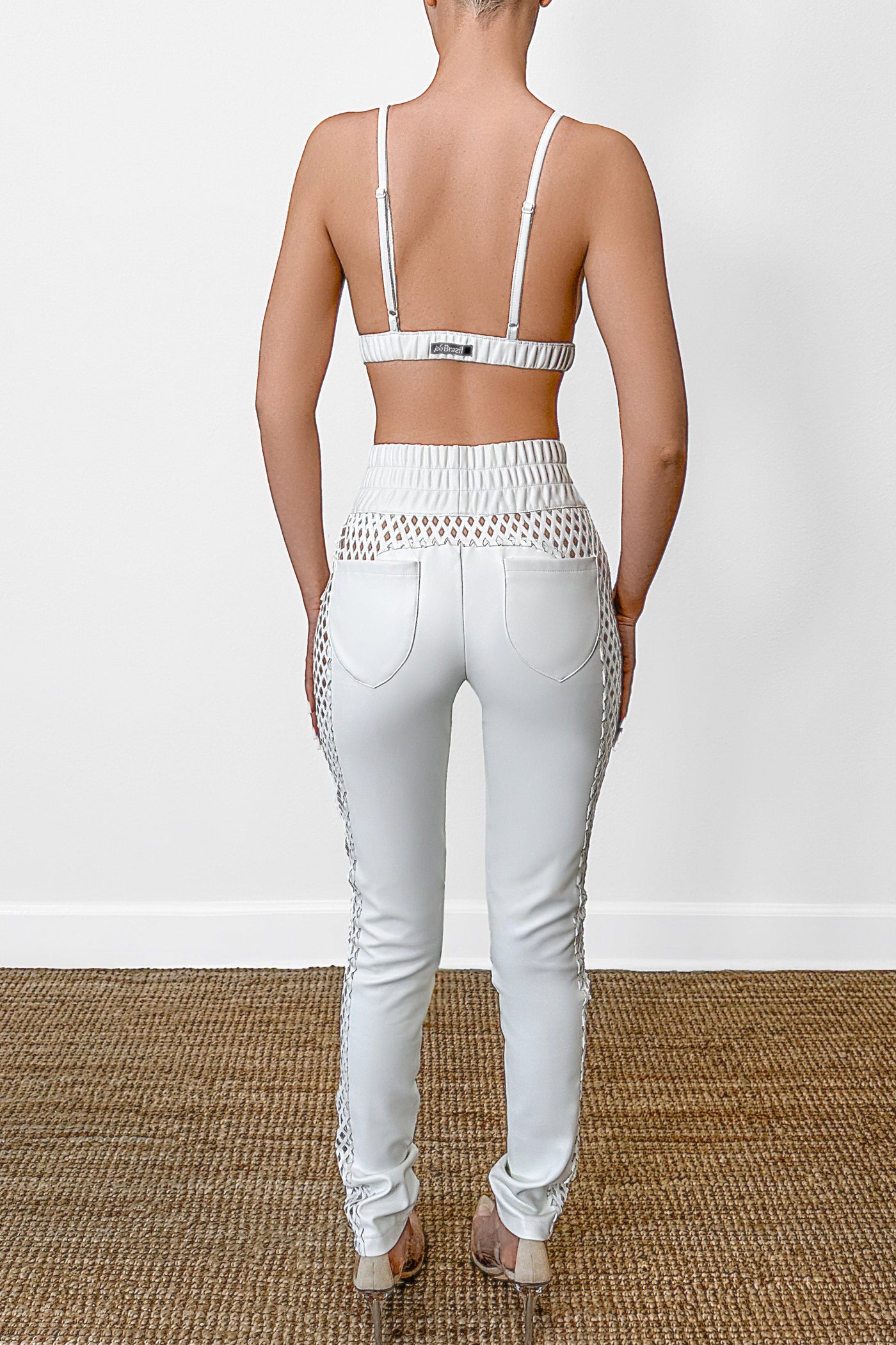 Cut Out Vegan Leather Riding Pants Bralet Set