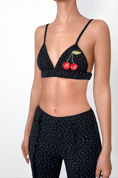 Cherry Blossom Knit Appliqué Bralette