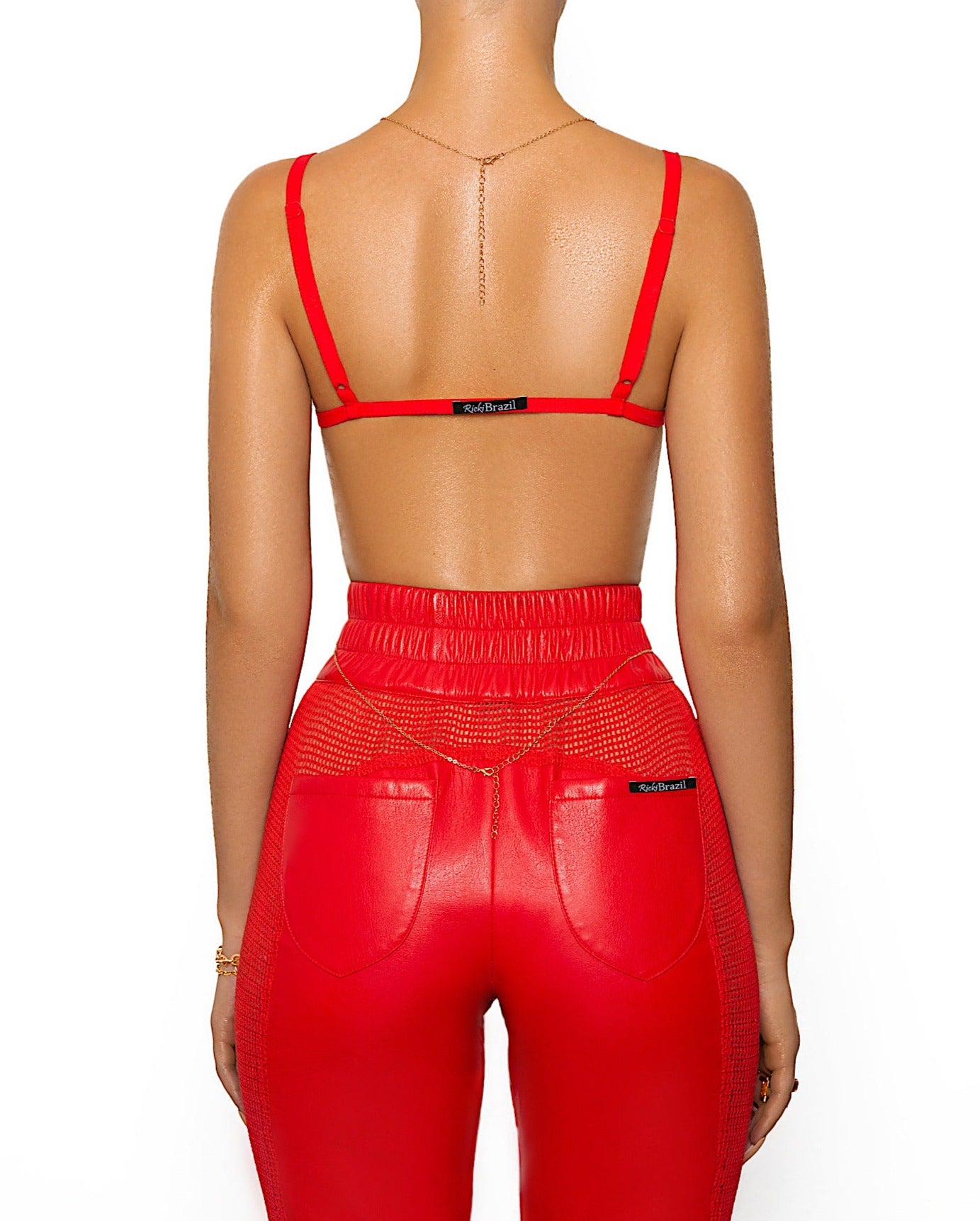Rich Red Faux Leather Riding Pants