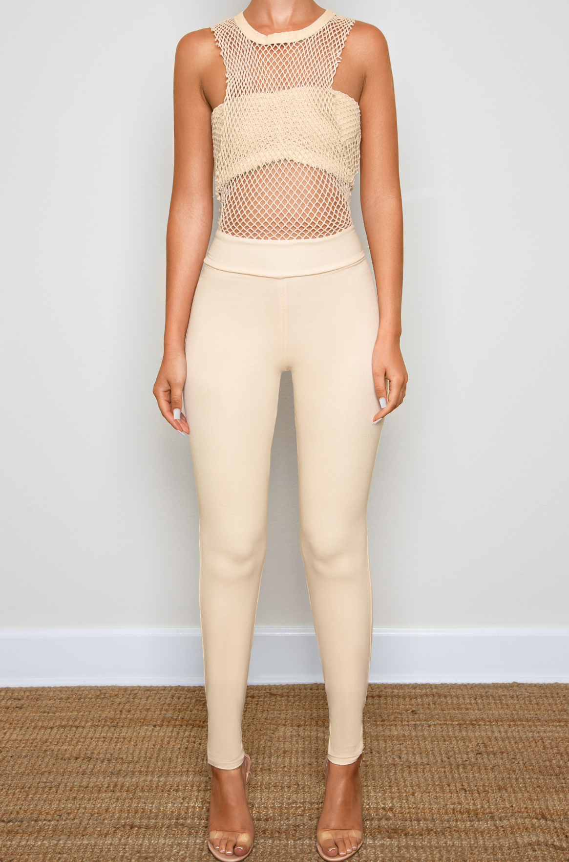 RB Daily Raw Edge Muscle Bandeau Net Jumpsuit