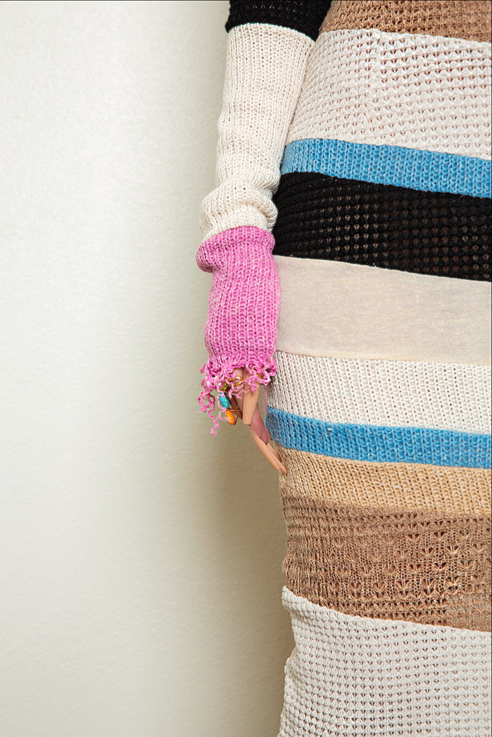 Frayed Patchwork Hoodie Dress