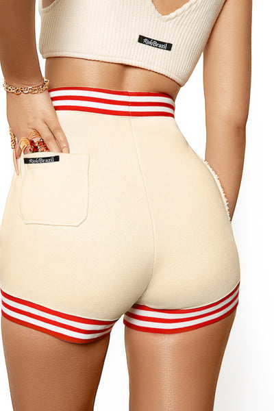 Crème Fleece Raw Edge Shorts